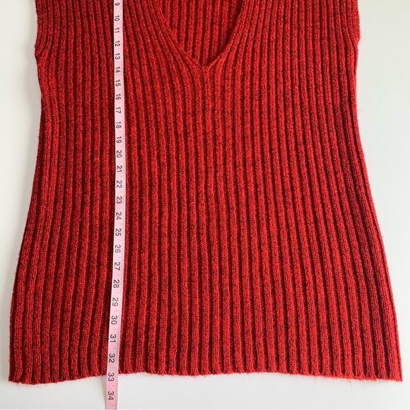 Vintage French Connection Red Wool Blend Sweater Vest Tunic Small - Picture 3 of 7